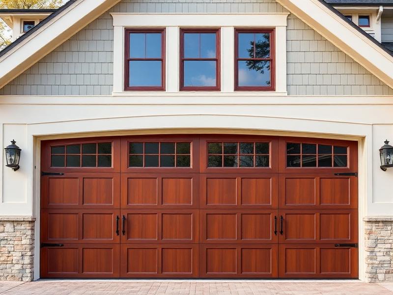 Beautiful craftsman style garage door with rectangular windows professionally installed